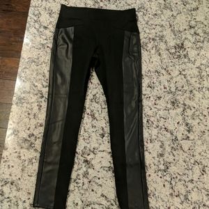 BCBGeneration Leggings w/ Faux Leather sides, M